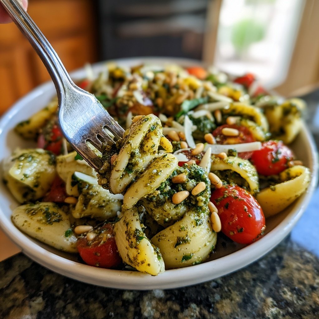 Healthy Lunch Pesto Pasta Salad