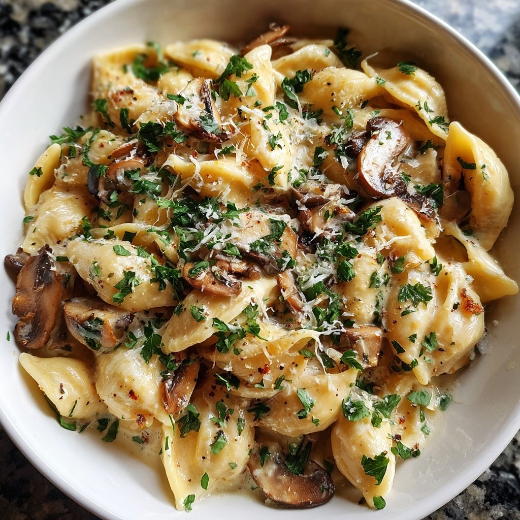 One Pot Creamy Mushroom Pasta