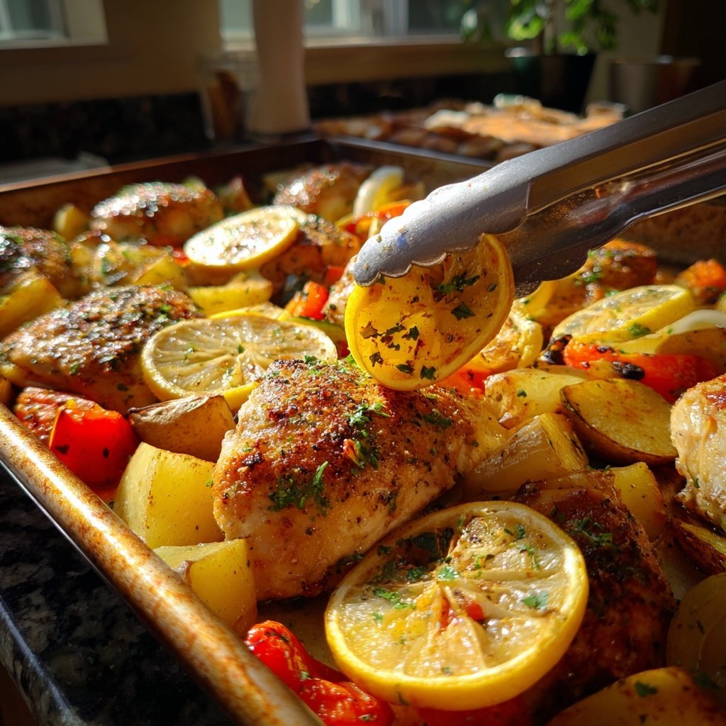 Healthy Sheet Pan Lemon Chicken Dinner