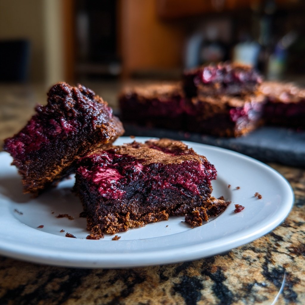 Cottage Cheese Brownies with Blueberry Swirl