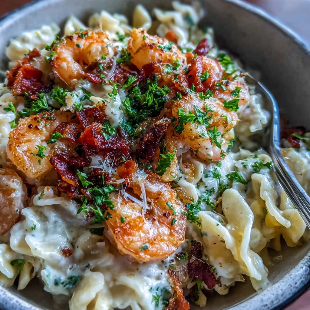 Shrimp Pasta With Garlic Cream Sauce