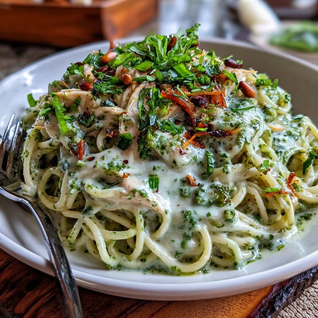 Chicken Pasta With Creamy Pesto Sauce