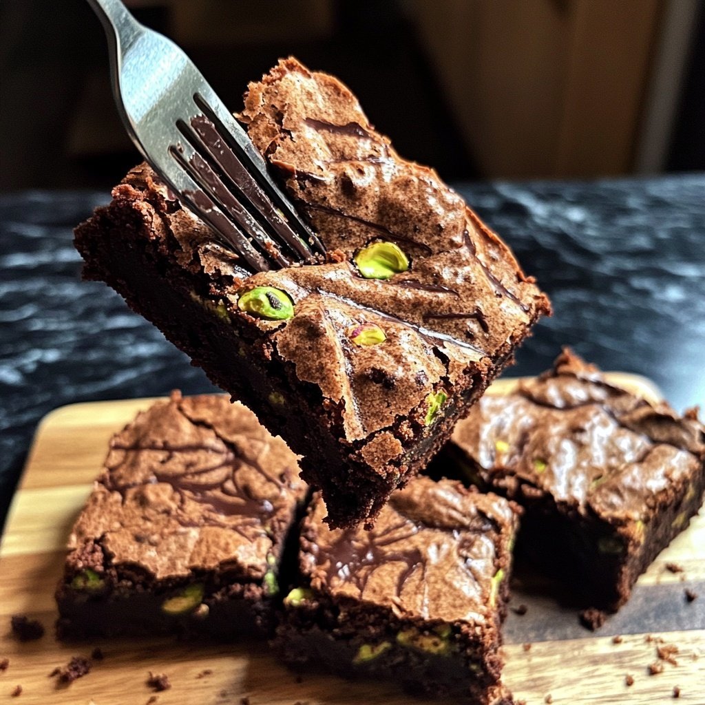 Chocolate Pistachio Brownie Squares