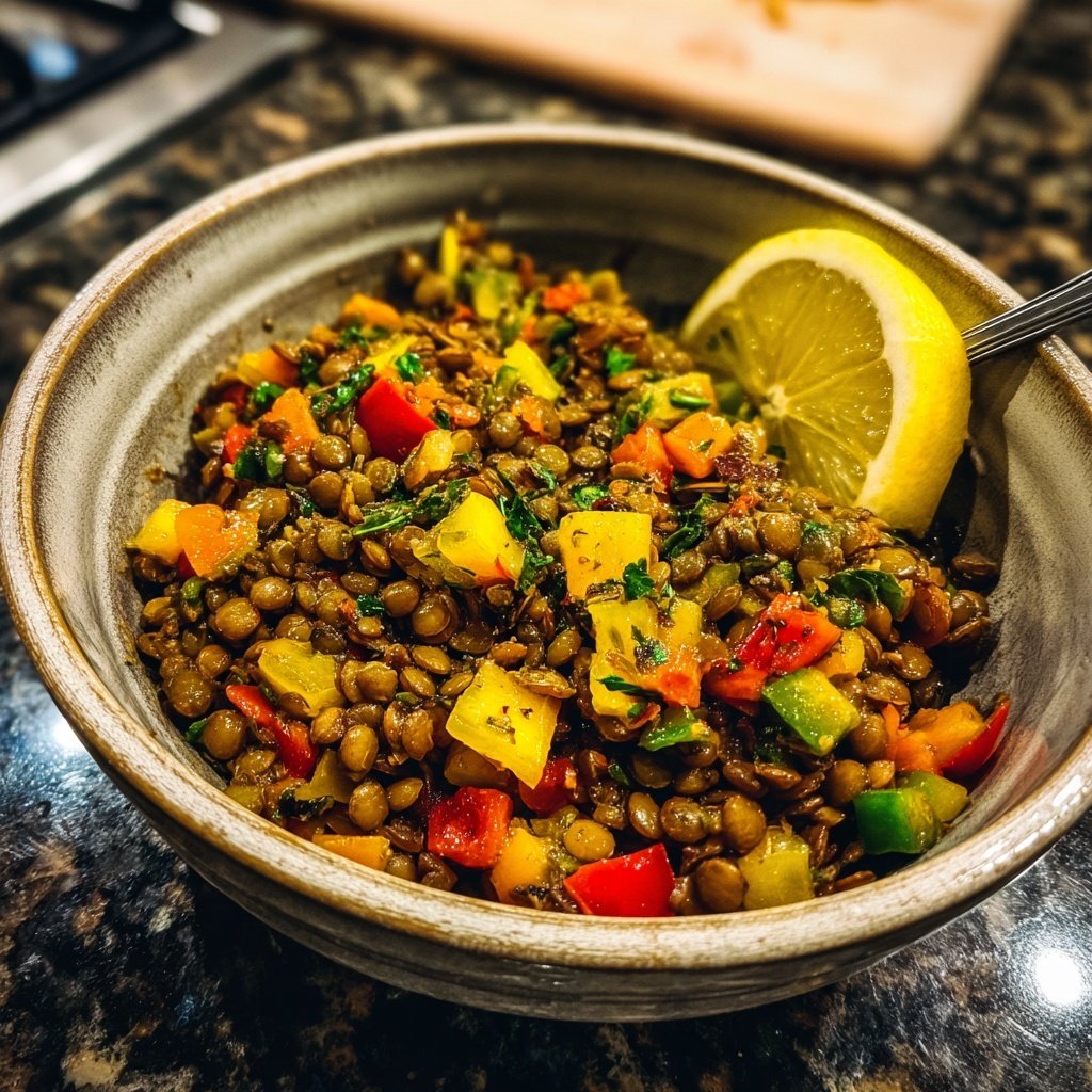 Healthy Lunch Lemon Lentil Bowl