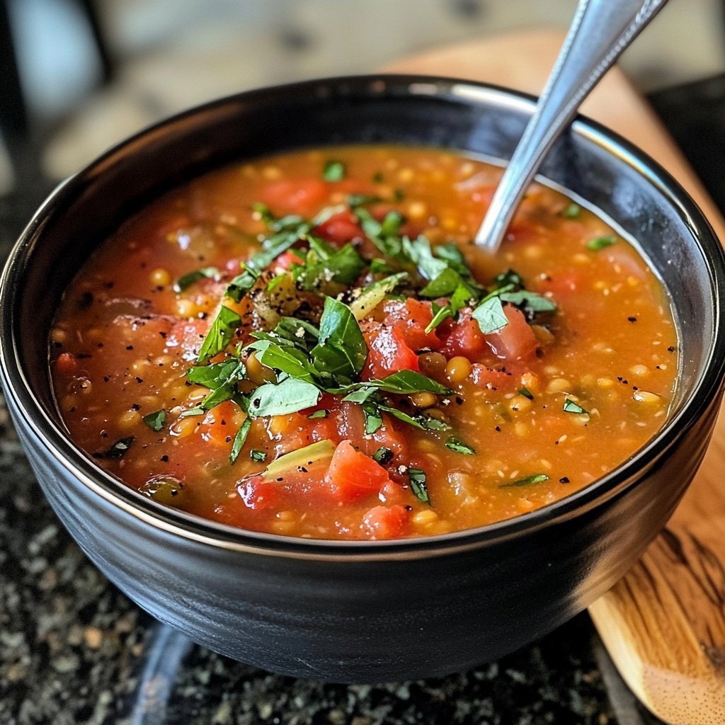 Healthy Crockpot Tomato Lentil Soup