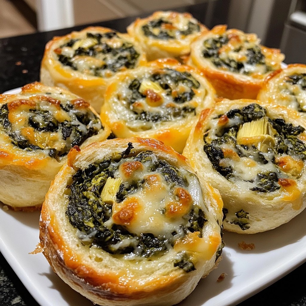 Cheesy Spinach and Artichoke Pinwheels