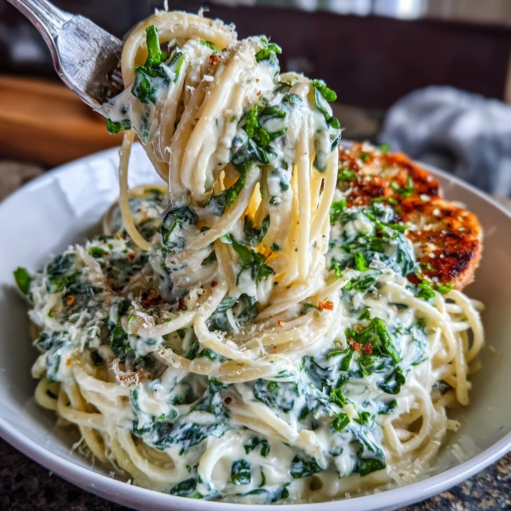 Angel Hair Pasta With Spinach Alfredo